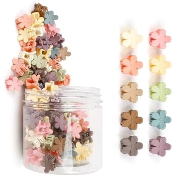 100 Pack Mini Flower Hair Clips Cute Claw Clips for Women and Girls Small Accessories for Fine Thin Hair Bangs Styling