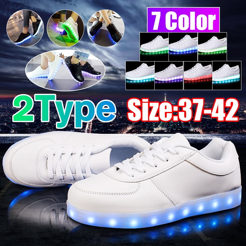 Women Men 7 LED Light Up Luminous Shoes Sportswear Casual High Top Sneakers 