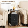 thumbnail image 3 of End Tables Living Room with Charging Station, Narrow Side Table with USB Ports and Outlets, Slim Nightstand with 3 Fabric Drawers for Bedroom, Small Space, Black, 3 of 15