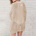 thumbnail image 4 of Sopiago Womens Crochet Cardigan Sweater Kimonos Boho Solid Color Oversized Summer Open Front Outwear Khaki,M, 4 of 5