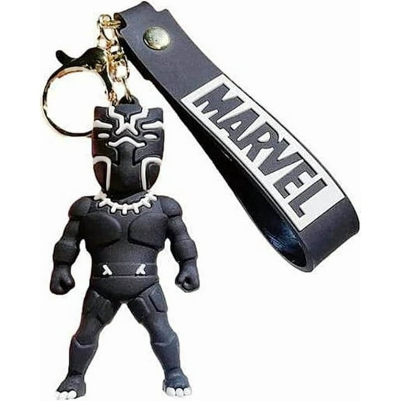 Black Panther Character Rubber 3D Charm Keychain Keyring