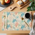 thumbnail image 2 of Placemats Set of 4, Teal Red Coastal Woven Placemat, Linen Place Mats for Kitchen/Dining Tables, Summer Beach Nautical Sea Turtle Coral Starfish Washable Table Mats for Party, 2 of 8