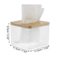 thumbnail image 2 of 1 Pc Caja de pañuelos cuadrada pequeña conveniente para mesa de sala clara de PET y bambú, 2 of 3