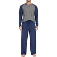 thumbnail image 5 of MINTREUS Men's Pajama Set Lightweight Sleepwear Long Sleeve Shirts and Bottoms Soft Comfy Pjs with Pockets S-4X, 5 of 6