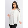 JM Collection Women's Wavy Textured Knit Top White Size X-Large