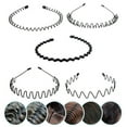 thumbnail image 2 of Xinwanna Black Metal Headbands Unisex Spring Wavy Hairband Non-Slip Sports Hair Hoop for Men Women Fitness Daily Wear (5pcs), 2 of 13