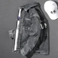 thumbnail image 4 of Chaqueta vaquera azul con botones para hombre, otoño, color negro, con bordado, abrigo vaquero para hombre, estampado, talla grande, ropa de abrigo de alta calidad, talla L, nueva en talla grande, 4 of 5