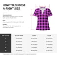 thumbnail image 4 of Goofa Purple Black Buffalo Plaid Pattern Womens Deep V Neck Low Cut Tops Casual Summer Short Sleeve Ribbed Knit T-Shirts-Medium, 4 of 5