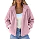 thumbnail image 2 of HongQid Women's Coat Casual Lapel Fleece Fuzzy Faux Shearling Zipper Coats Warm Winter Cropped Outwear Jackets, 2 of 8