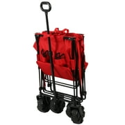 Ozark Trail Hazel Creek Extra Large Wagon with Extended Handle, Red, Outdoor, Camping, Height 50.5 inches