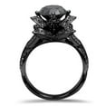 thumbnail image 3 of Diastar Jewels Round Cut Black Cubic Zirconia 14K Black Gold Finish Flower Bridal Ring Set, 3 of 3