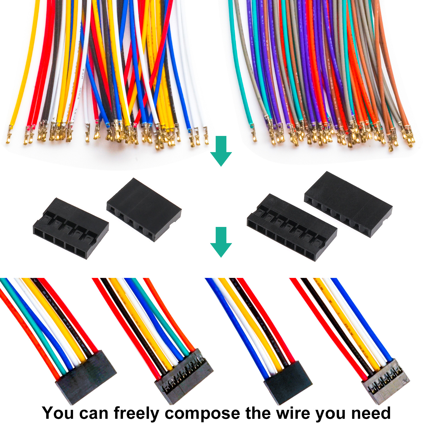 Keszoox Dupont 2.0mm Cable Connector Kit 24AWG Premium Pre-Crimped Cables
