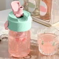thumbnail image 5 of AuroraX Summer Floral Straw Cup Large Capacity Plastic Tumbler Leakproof BPA Free Portable with Lid 600ml ShatterProof Straw Cup Green, 5 of 6