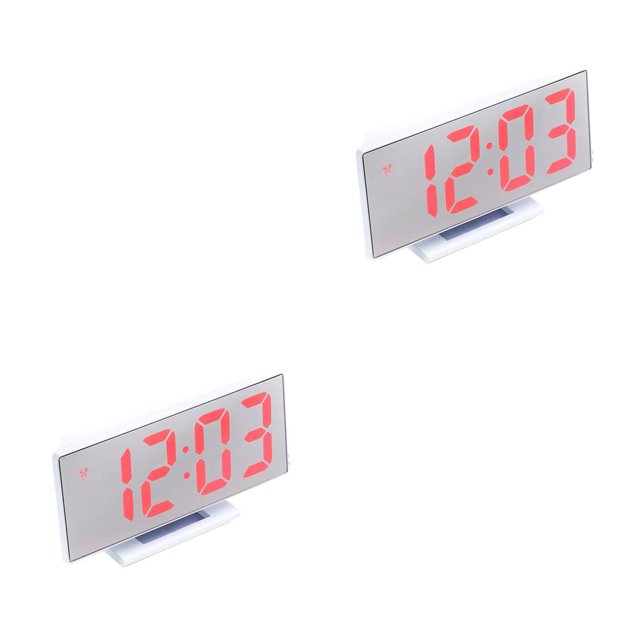 Bewildely Reloj despertador Digital de alta calidad, reloj con espejo LED, pantalla multifunción, luz LCD nocturna, escritorio, sistema de Type2 NO2