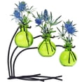 thumbnail image 3 of Casablanca Three Recycled Glass Vases  Metal Stand, 7 1/2", Aqua, 1 Piece, 3 of 6