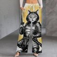 thumbnail image 2 of Warrior Cat Sword Art Women's Casual Wide Leg Pants Comfort Pockets Elastic Waist Loose Fit Pants, 2 of 7