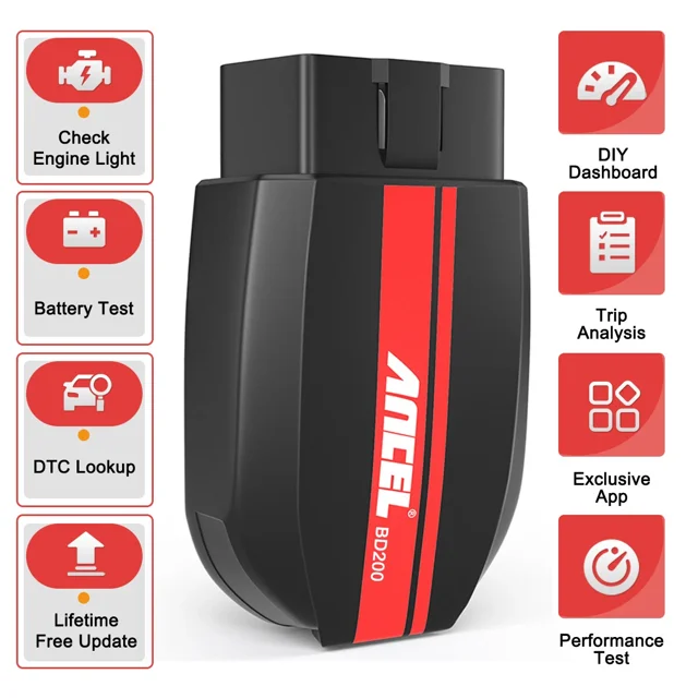 ANCEL BD200 OBD2 Scanner Wireless Automotive Diagnostic Tool with Battery Test Performance Test Car Code Reader OBDII Vehicle Adapter Check Engine OBD2 Scanner for iPhone iPad Android