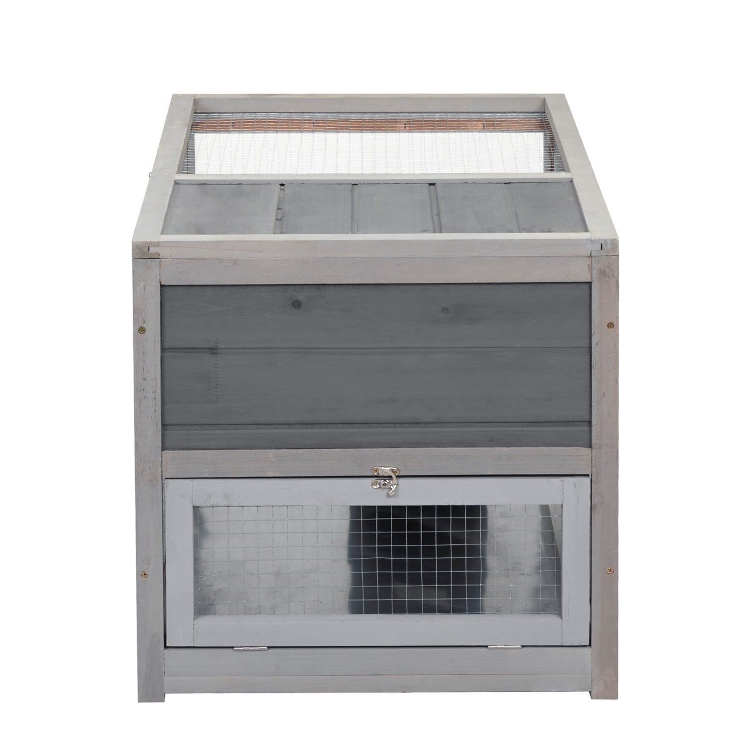 Pefilos 35" 2-Story Wooden Rabbit Hutch, Bunny Cage with Ladder, Openable Roof Guinea Pig Hutch, Gray Pefilos 35" 2-Story Wooden Rabbit Hutch, Bunny Cage with Ladder, Openable Roof Guinea Pig Hutch, Gray