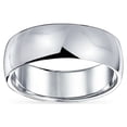 thumbnail image 3 of Bling Jewelry Mens Unisex Classic Minimalist Dome Sterling Silver Ring for Couples Wedding Band, 3 of 5