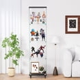 thumbnail image 3 of 4 Tier Glass Display Cabinet Single Door Glass Cabinet with Lock and Wheels Floor Standing Storage Cabinet with 3 Acrylic Shelves for Living Room Bedroom and Office Black 15.8"L x 14.2"W x 65.1"H, 3 of 23