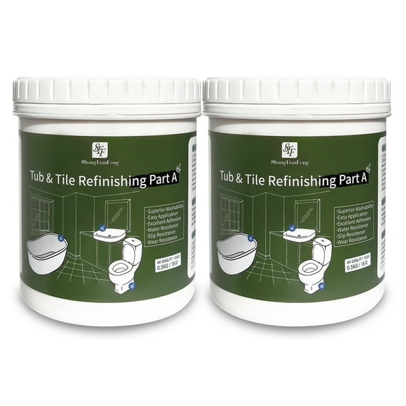 16Oz *2 White Ceramic tub and tile Paint Refinishing Kit Bathtub Bathroom wall Paint, Easy of Usecountertop sink Paint Resurfacing Sink Tub Low Odor No Toxic (White 50-60sq.ft)