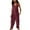 Wine, variant on lulshou Jumpsuits for Women, Women's Casual Loose Pocket Strap Cotton and Linen Jumpsuit Fashion Playsuit Trousers Overalls Sling Jumpsuit Women's Jumpsuits, Rompers & Overalls, M