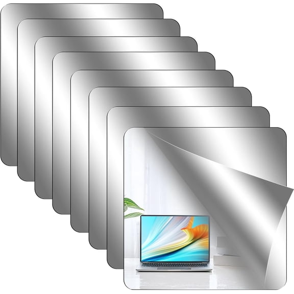 8 Pack Self Adhesive Acrylic Mirror,8 x 8 Inch Mirror Tiles,Flexible Mirror Sheets,Frameless Mirror Wall Stickers,Non Glass Mirror Stickers for Bedroom Bathroom Home Wall Decor,2MM Thick