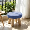 thumbnail image 5 of Topukaiba Round Stool Backless Counter Height Stool Solid Wood Legs Upholstered Seat Vanity Stool for Living Room Bedroom Makeup Desk Entryway Kids Stool, 10.6"x6.7", Blue, 5 of 6