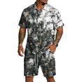 thumbnail image 2 of Men's Retro Matching Set Summer Beach 2 Piece Outfits Button Down Shirts and Shorts Vacation Outfits, 2 of 6