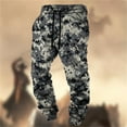 thumbnail image 2 of Men Sweatpants Camo Lined Drawstring Loose Joggers Pants Outdoor Athletic Pants Fall Winter Grey XXL, 2 of 3