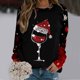 thumbnail image 2 of Gibobby Sudaderas para mujer navidad Sudadera casual con estampado navideño para mujer, cuello redondo, manga larga, sudadera raglán(Negro,CH), 2 of 4