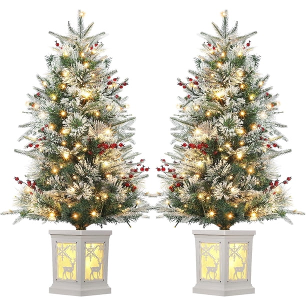 2-pack 3 ft pre-lit mini artificial christmas tree con 78 leds y elk base