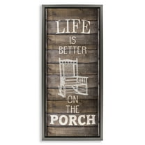 Stupell Industries Porch Life Country Rustic Inspirational Painting Gray Floater Framed Canvas Art Print Wall Art, 11 x 25