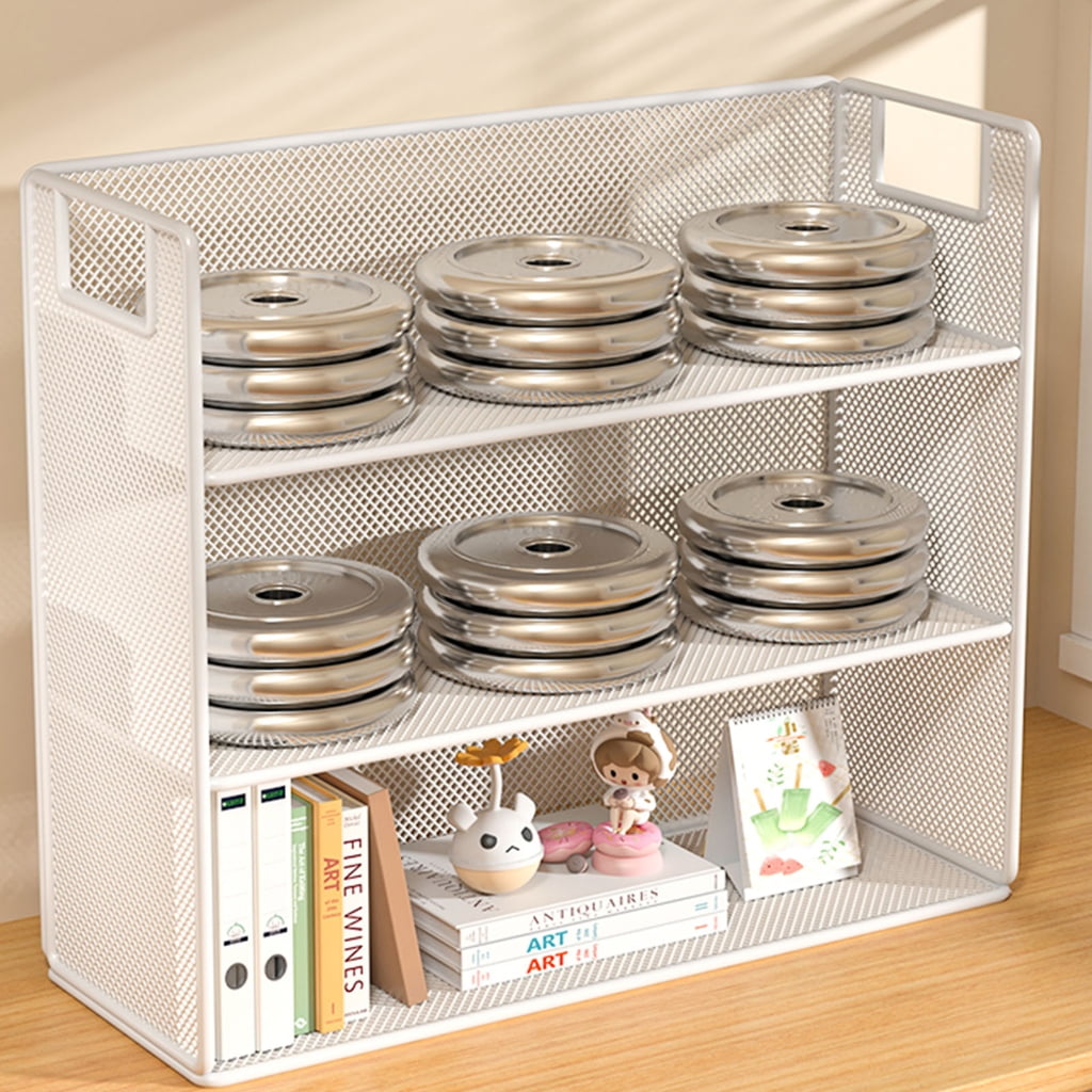 YongCo Desktop Organizers Multi Tiered Display Shelf Rack Metal Mesh Desk File Organizers Multipurpose Bookshelf Storage Rack