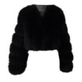 thumbnail image 3 of Women's Winter Casual Jackets Plus Size Warm Loose Stand Collar Hair Plush Outerwear Coats with Pockets Black S-3XL, 3 of 5