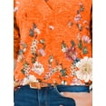 thumbnail image 4 of DYMADE Women Plus Size Casual V-neck Pullover Floral Printed Long Sleeve T-shirt Loose Top, 4 of 4
