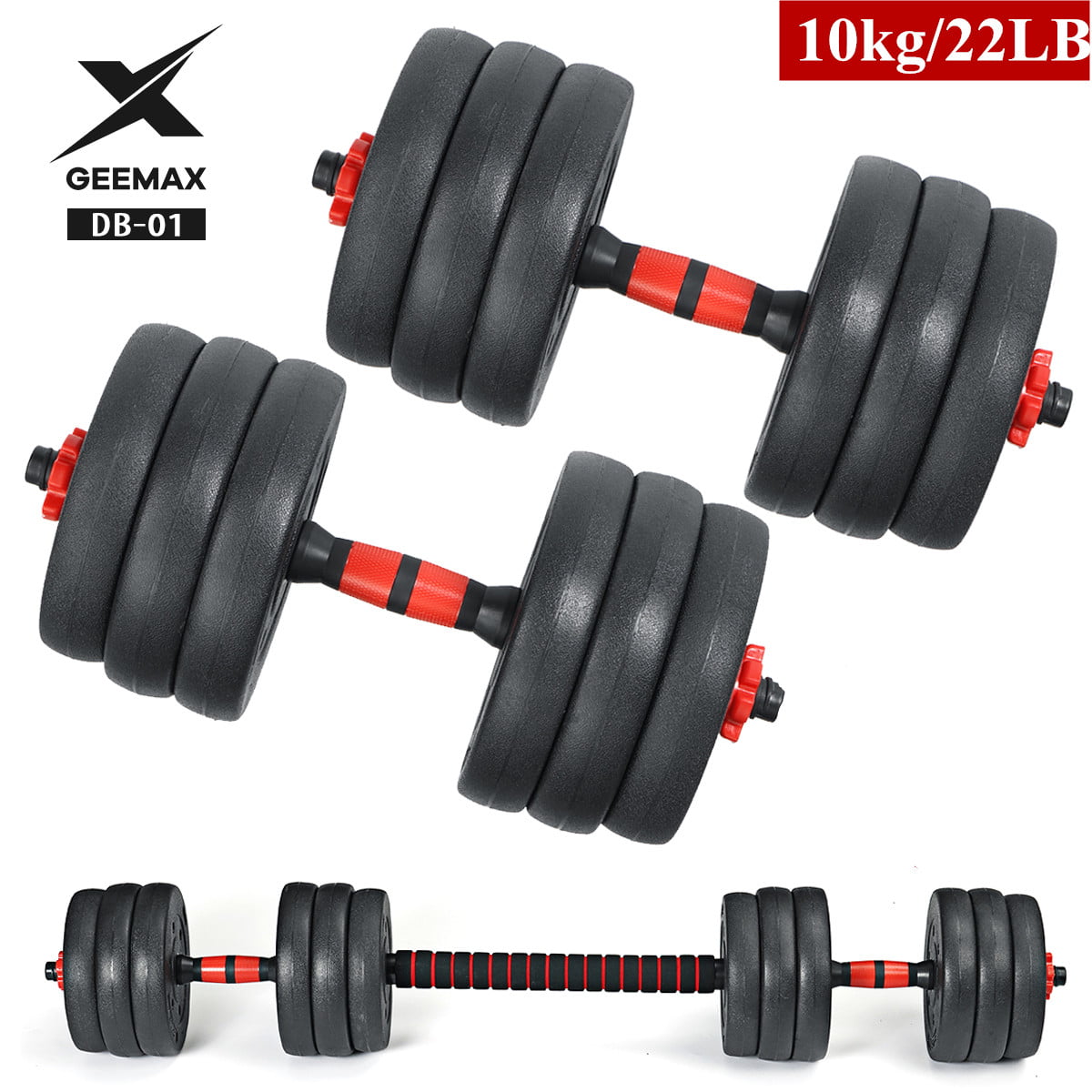 Details about   GEEMAX 22/44/66LB Dumbbell Weight Barbell Adjustable Home Gym Workout Exercise 