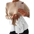 thumbnail image 1 of DYMADE Hauts à Volants en Dentelle pour Femmes Blouse Décontractée T-Shirts Col Rond, 1 of 5