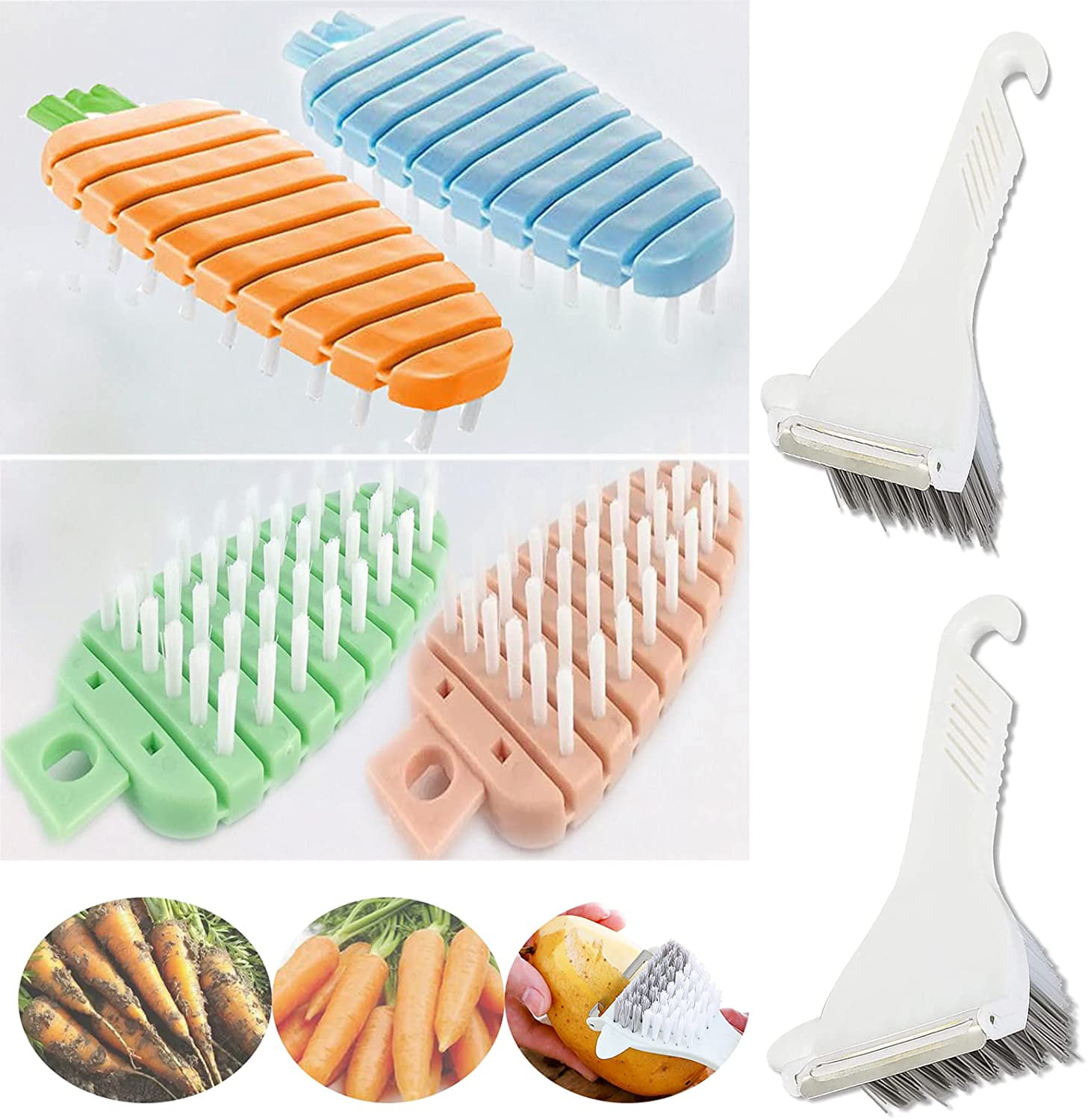 Kitchen Clean Tools Potato Carrot Brush Scrub Fish Scale Fruit Vegetable Cleaner 