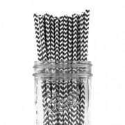 Dress My Cupcake 25-Pack Vintage Paper Straws, Black Chevron