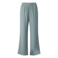 thumbnail image 5 of Guluxicc Women's Cotton Pants with Pockets Elastic Waist Long Wide Leg Trousers Summer Casual Outfits for Everyday Wear, 5 of 5