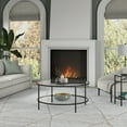 thumbnail image 6 of Evelyn&Zoe Sivil 36" Wide Round Coffee Table with Glass Top, Blackened Bronze, 6 of 7