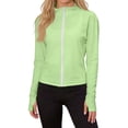 thumbnail image 2 of Garbnen S-5XL Women's Rash Guard Long Sleeve Zip Front Womens Sun Protection Shirts Summer Outdoor Running Tops for Women Going Out with Thumb Holes Green M, 2 of 7