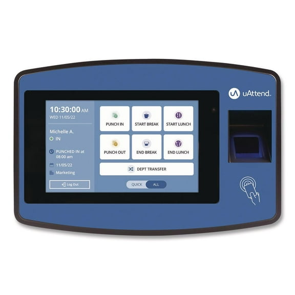 uAttend Biometric Fingerprint Time Clock System, Blue/Black NX2500