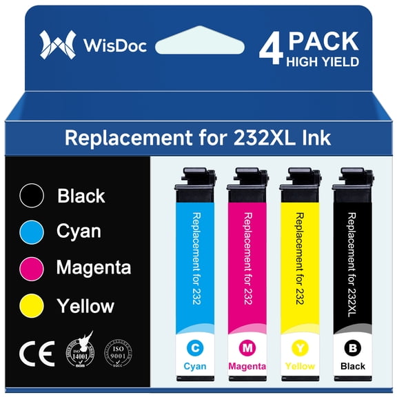 232XL Ink Cartridges for Epson 232XL 232 Ink for Workforce WF-2930 WF-2950 Expression XP-4200 XP-4205 Printer (Black,Cyan,Magenta,Yellow, 4-Pack)