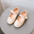 thumbnail image 2 of Otqutp Toddler Rubber Sole Footwear Children's Square Mouth Small Shoes for Girls Fashion Big Pearl for Little Girls Solid Color Shoes Soft Soled Dance Shoes, 2 of 9