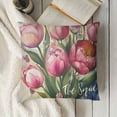 thumbnail image 3 of YINGXI Hello Pink Tulips Throw Pillow Covers 20x20in, 3 of 5