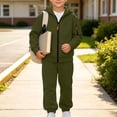 thumbnail image 5 of SERTGUTR Boys' Hoodie Sweatshirt Set, Zip Up Jacket and Jogger Pants, Solid Color Warm Fleece Lined Tracksuit with Pockets, Everyday School Casual Outfit, 5 of 9