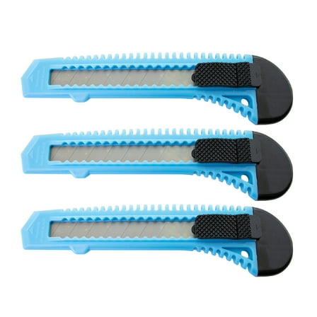 MotoProducts 3 Sky Blue Retractable Utility Knife Wholesale 6 inch Manual Lock Box Cutter Snap Off Blade