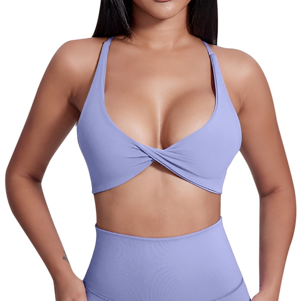 Sujetador de yoga para mujer con almohadillas en el pecho - Camiseta deportiva sin espalda para alto impacto - Nailon/spandex - S-XL